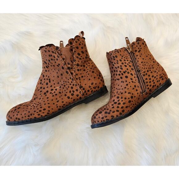 Gap Kids Brown Animal Print Speckle Ankle Booties sz 7 - Picture 5 of 7